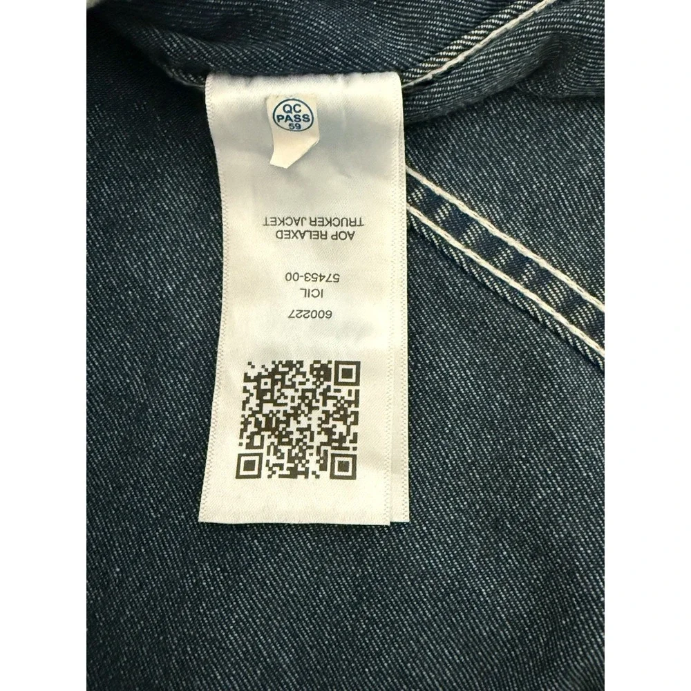 NWT True Religion‎ Women Light Wash Blue Allover Logo Trucker Jacket Sz Large